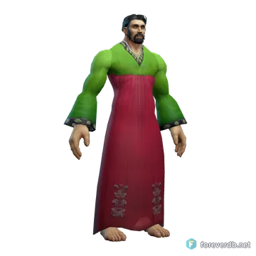 Green Wedding Hanbok worn by a human male, rendered from the Forever client