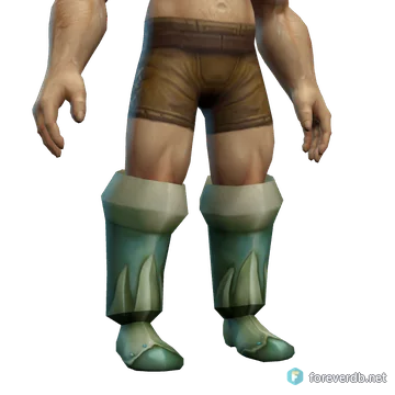 Crystal Lined Greaves worn by a human male, rendered from the Forever client