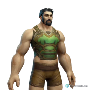 Living Breastplate worn by a human male, rendered from the Forever client