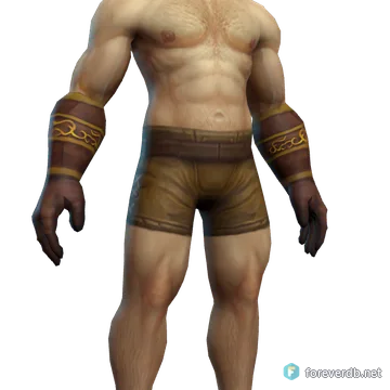 Runic Leather Gauntlets worn by a human male, rendered from the Forever client