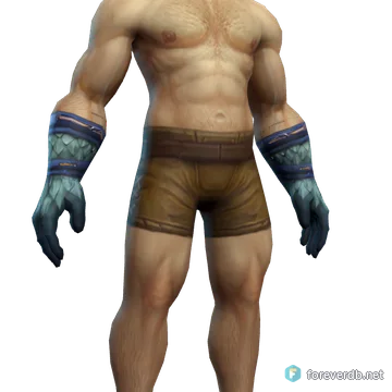 Defender Gauntlets worn by a human male, rendered from the Forever client