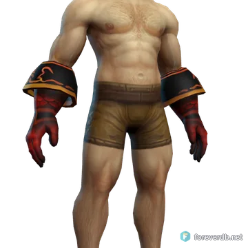 Battleforge Gauntlets worn by a human male, rendered from the Forever client