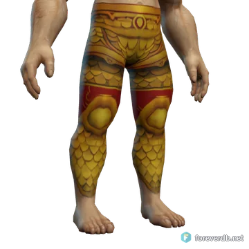 Glimmering Mail Legguards worn by a human male, rendered from the Forever client