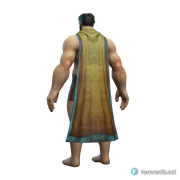 Silksand Cape worn by a human male, rendered from the Forever client