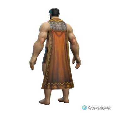 Myrmidon's Cape worn by a human male, rendered from the Forever client
