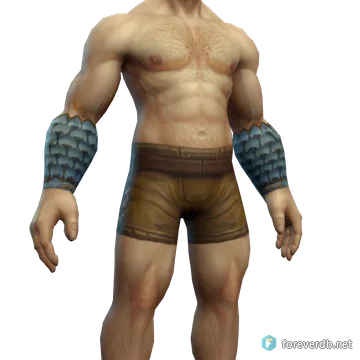 Crusader's Armguards worn by a human male, rendered from the Forever client