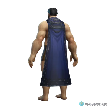 Ebonhold Cloak worn by a human male, rendered from the Forever client