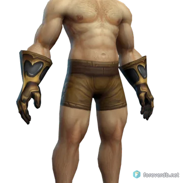 Exalted Gauntlets worn by a human male, rendered from the Forever client