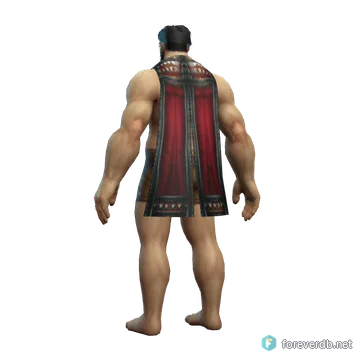 Slayer's Cape worn by a human male, rendered from the Forever client