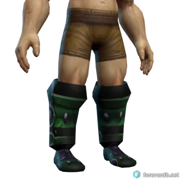 Thick Scale Sabatons worn by a human male, rendered from the Forever client