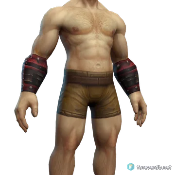Slayer's Cuffs worn by a human male, rendered from the Forever client