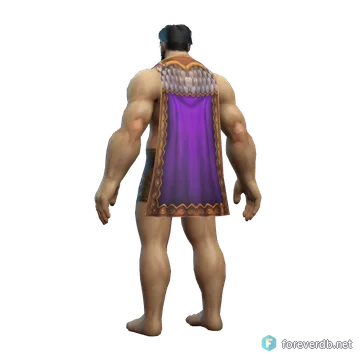 Steadfast Cloak worn by a human male, rendered from the Forever client