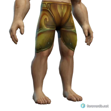 Sparkleshell Legguards worn by a human male, rendered from the Forever client