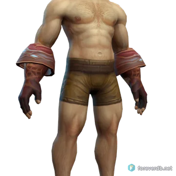 Knight-Lieutenant's Dragonhide Grips worn by a human male, rendered from the Forever client