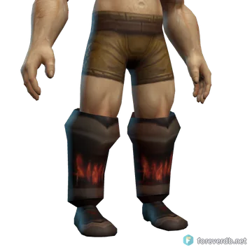 Blood Guard's Dreadweave Boots worn by a human male, rendered from the Forever client