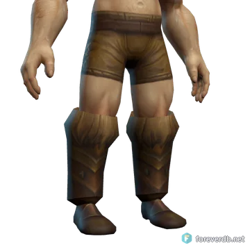 Blood Guard's Dragonhide Boots worn by a human male, rendered from the Forever client