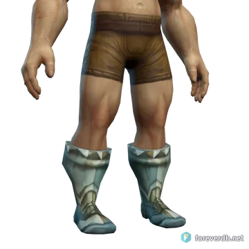 Bonelink Sabatons worn by a human male, rendered from the Forever client
