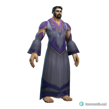 Moon Robes of Elune worn by a human male, rendered from the Forever client