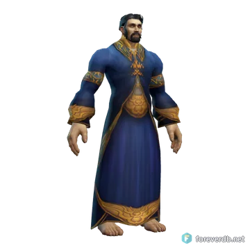 Abjurer's Robe worn by a human male, rendered from the Forever client