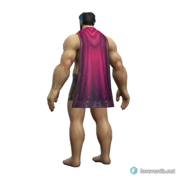 Long Draping Cape worn by a human male, rendered from the Forever client