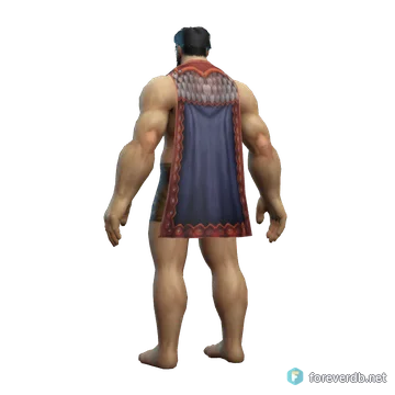 Scorched Cape worn by a human male, rendered from the Forever client