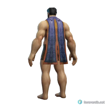 Ethereal Mist Cape worn by a human male, rendered from the Forever client