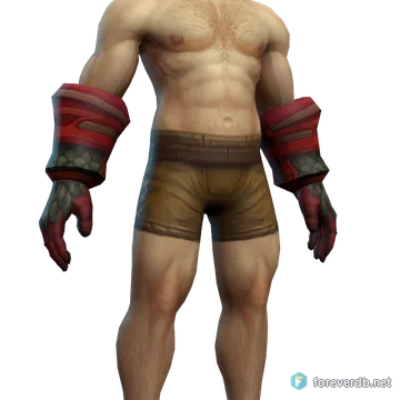Maddening Gauntlets worn by a human male, rendered from the Forever client