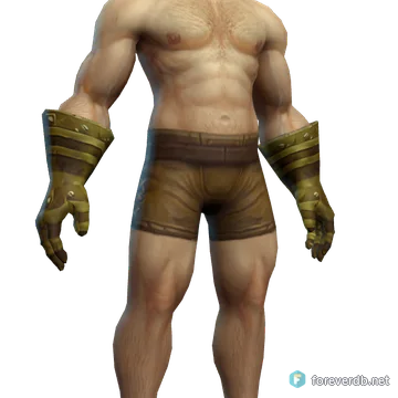 Battlecaller Gauntlets worn by a human male, rendered from the Forever client