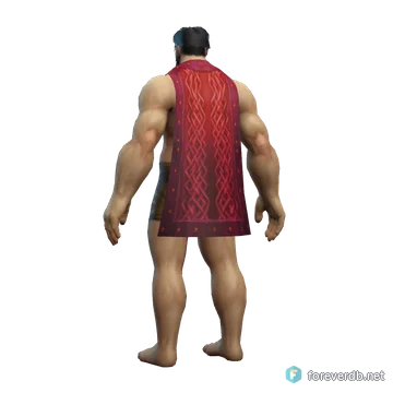 Firebane Cloak worn by a human male, rendered from the Forever client