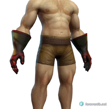 Tyrant's Gauntlets worn by a human male, rendered from the Forever client