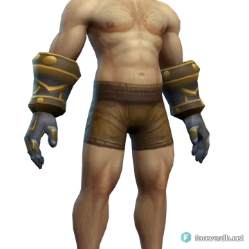 Gauntlets of Valor worn by a human male, rendered from the Forever client