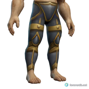 Legplates of Valor worn by a human male, rendered from the Forever client