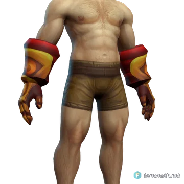 Lightforge Gauntlets worn by a human male, rendered from the Forever client