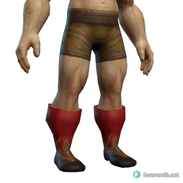 Knight-Lieutenant's Dreadweave Boots worn by a human male, rendered from the Forever client