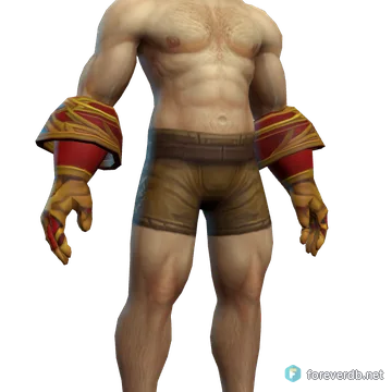 Knight-Lieutenant's Dreadweave Gloves worn by a human male, rendered from the Forever client