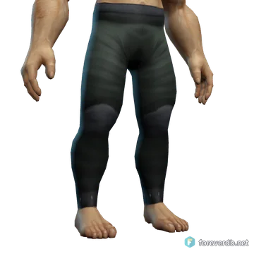 Blackened Defias Leggings worn by a human male, rendered from the Forever client