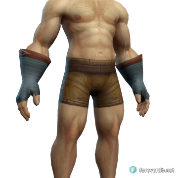 Russet Gloves worn by a human male, rendered from the Forever client