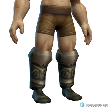 General's Chain Sabatons worn by a human male, rendered from the Forever client