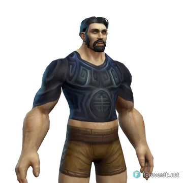 Darkrune Breastplate worn by a human male, rendered from the Forever client