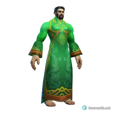 Festive Green Dress worn by a human male, rendered from the Forever client