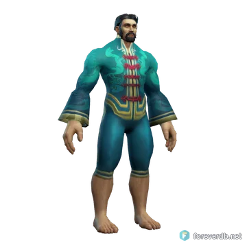 Festive Teal Pant Suit worn by a human male, rendered from the Forever client