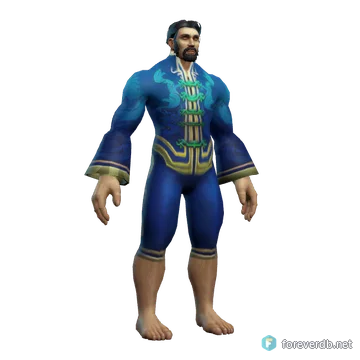 Festive Blue Pant Suit worn by a human male, rendered from the Forever client