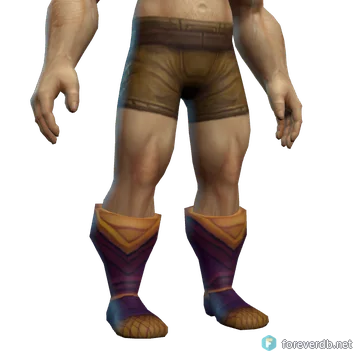 Wormscale Stompers worn by a human male, rendered from the Forever client