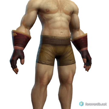 Gauntlets of Kalimdor worn by a human male, rendered from the Forever client