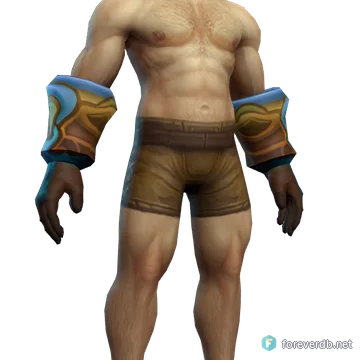 Gloves of the Hidden Temple worn by a human male, rendered from the Forever client