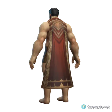 Cloak of the Fallen God worn by a human male, rendered from the Forever client
