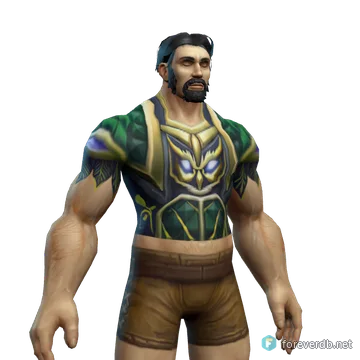 Feralheart Vest worn by a human male, rendered from the Forever client