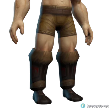 Beastmaster's Treads worn by a human male, rendered from the Forever client