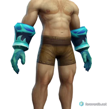 Icebane Gauntlets worn by a human male, rendered from the Forever client