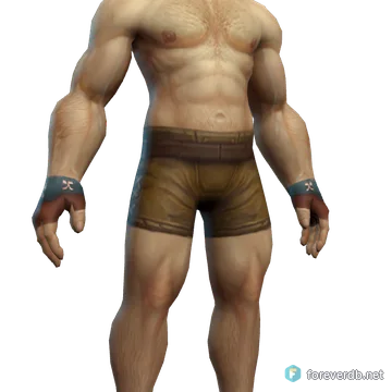 Coppercloth Gloves worn by a human male, rendered from the Forever client
